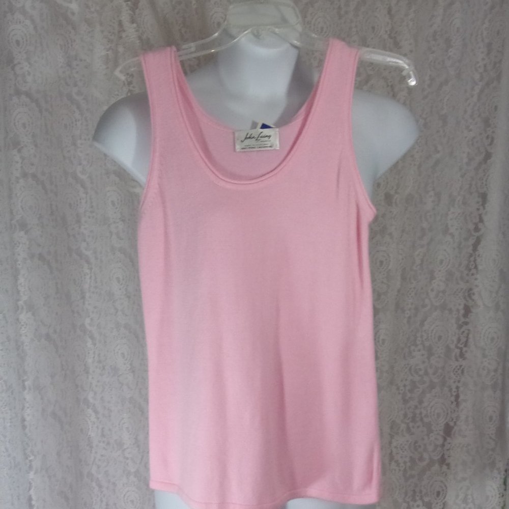 John Laing Pink 100% Cashmere Sweater Top Tank NWT Size L